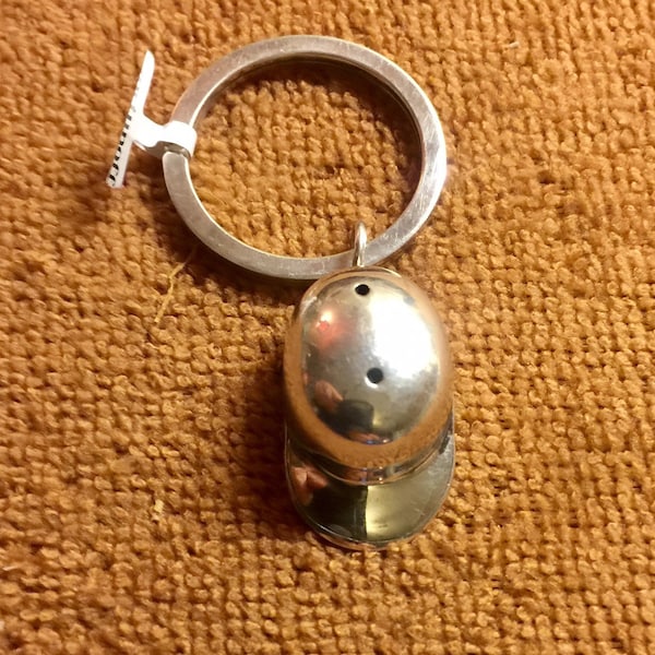 Vintage sterling silver Leonore Doskow key ring with baseball hat cap NOS from Fortunoff, it’s been sitting a long time & needs slight clean