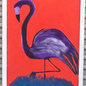 Original Flamingo Painting On Canvas By S.C Local Artist Caverlen Revels 24x36