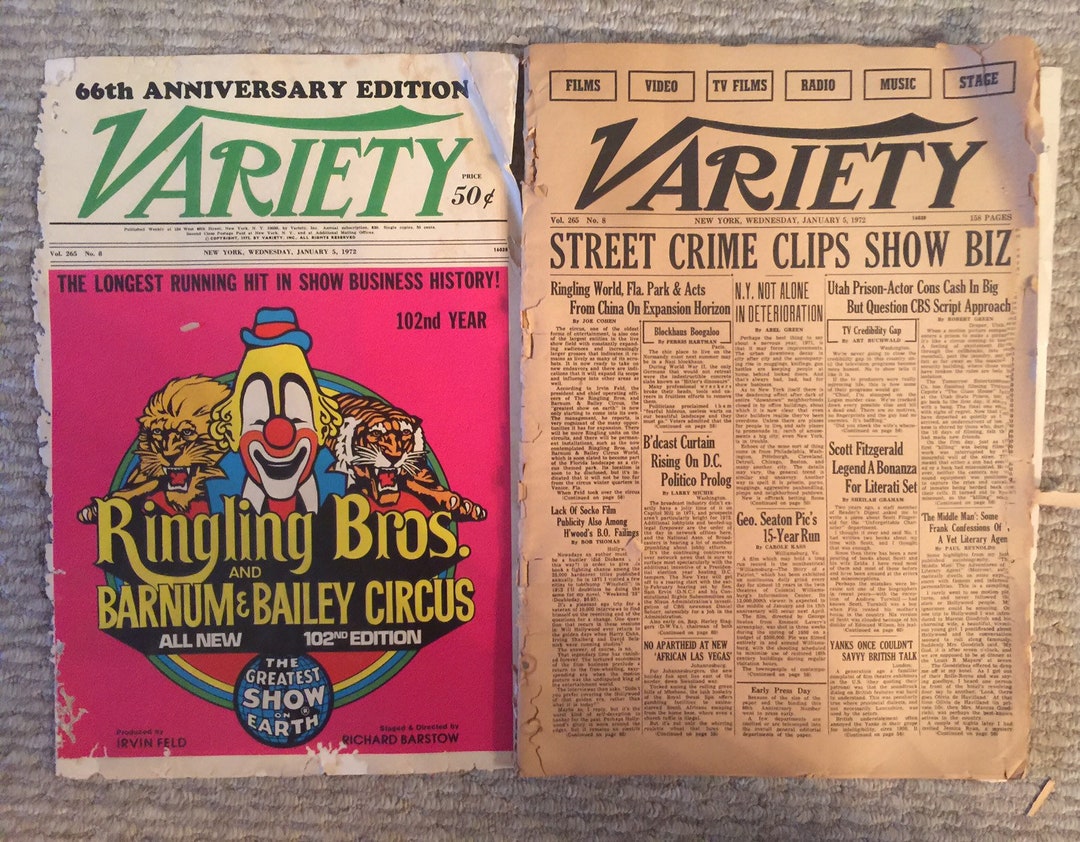 Rare Barnum & Bailey Variety Newspaper Jan.5,1972 See Description Etsy