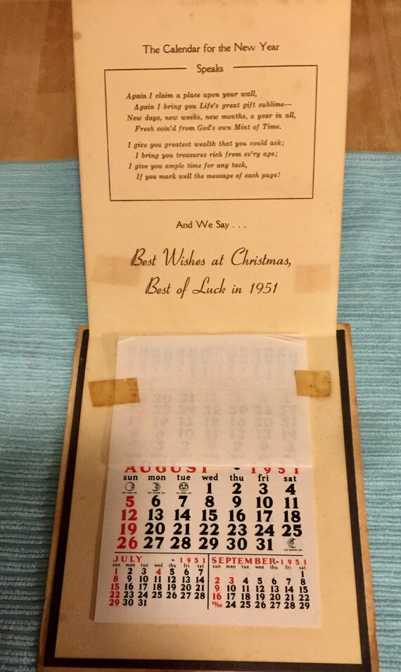 Vintage 1951 Wales Furniture Company Advertising Calendar Wales FL. GC 5x6  - Etsy