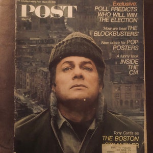 Vintage Saturday Evening Post-Mar.23,1968-Tony Curtis-Ads-Photos-The Front & Back covers are unattached otherwise GC
