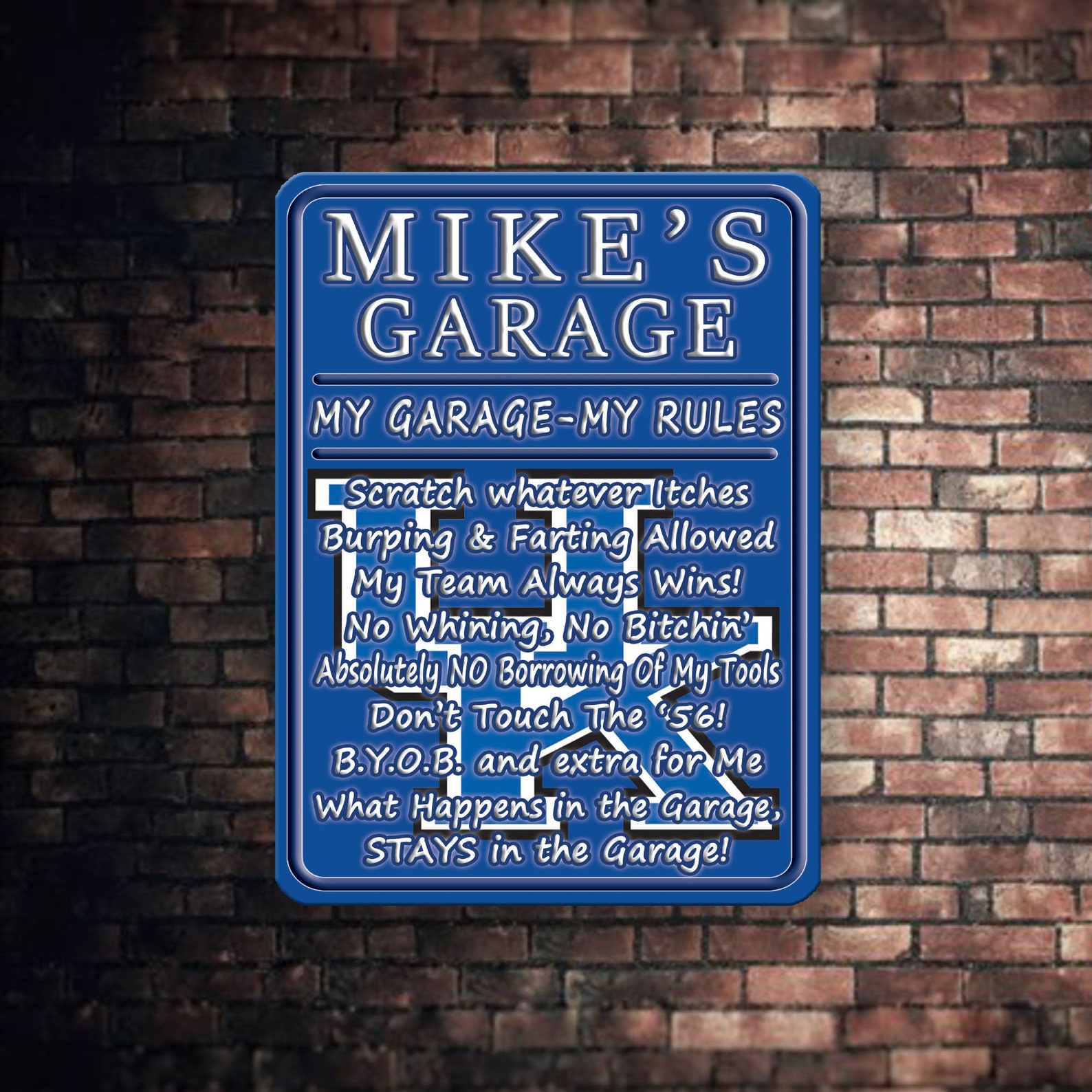 Large Room Sign My Garage My Rules Custom Sign Metal Door Etsy