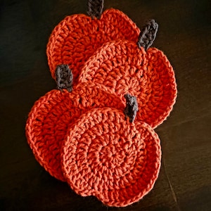 Crochet pumpkin coasters, fall decor, home decor