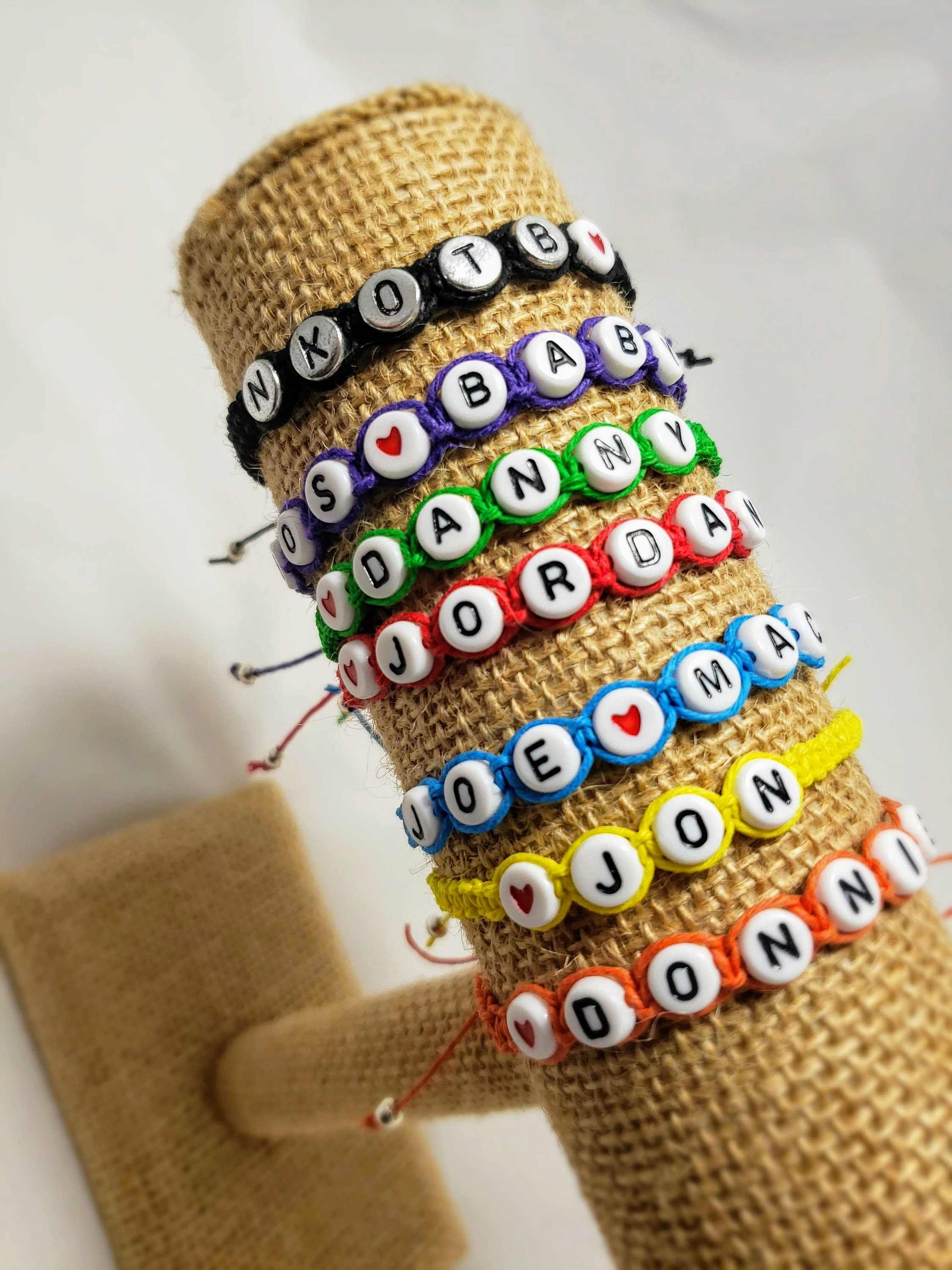 Personalized Beaded Alphabet Letter Adjustable Bracelet Boy Band NKOTB ...