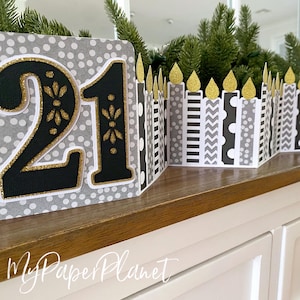 Expanding candle card. 21st Birthday card, milestone card with candles for birthday age. Fun card. Any age.
