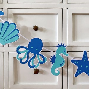 Under the Sea Banner. Octopus, turtle, sea horse, starfish, whale. image 5