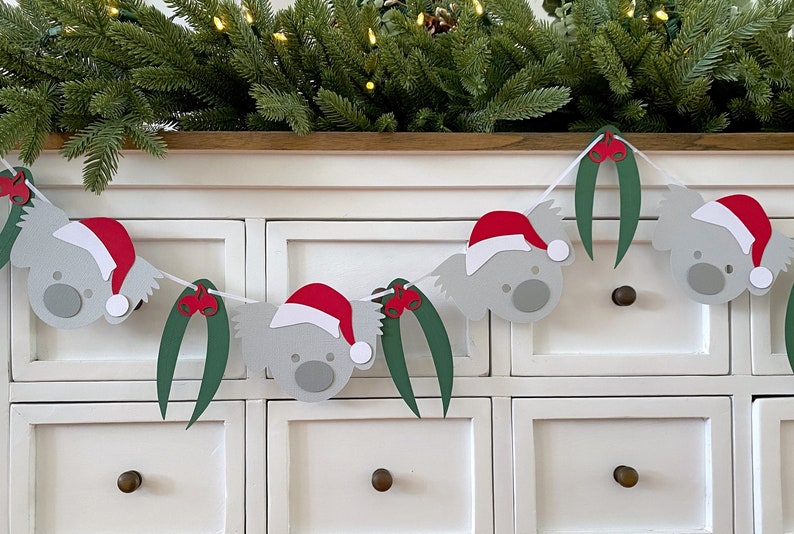 Koala Christmas Garland. Koala and gum leaf Xmas banner. Photo prop, Christmas party decor, bunting. image 4