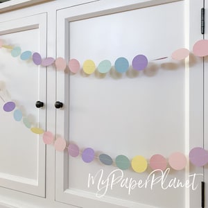 Pastel circle garland. First birthday, Baby shower party decorations. image 1