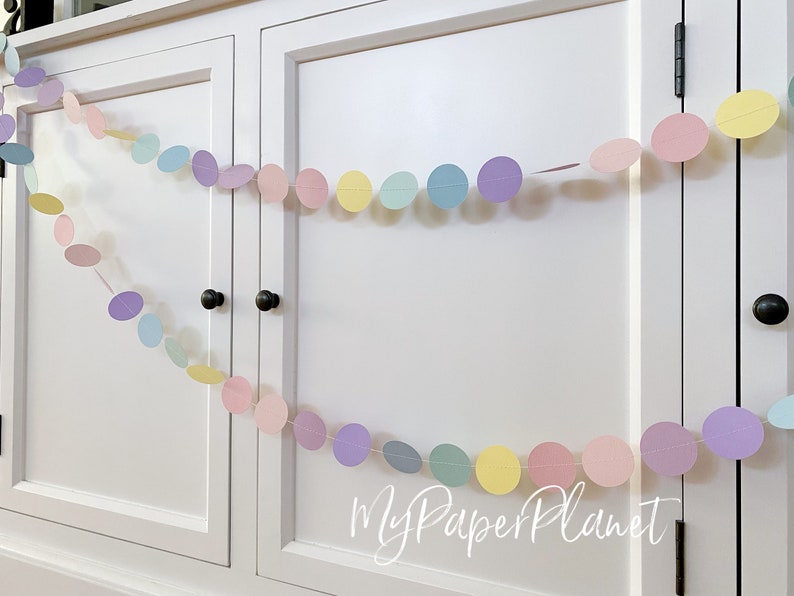 Pastel circle garland. First birthday, Baby shower party decorations. image 1