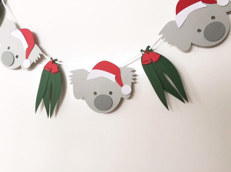 Koala Christmas Garland. Koala and gum leaf Xmas banner