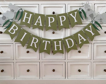 Australian Animals Happy Birthday Banner. Add Custom name. Aussie First Birthday, Cake smash bunting.