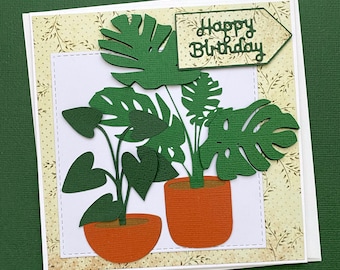 House plant card, indoor plant, mothers day, house warming, birthday, greeting card.