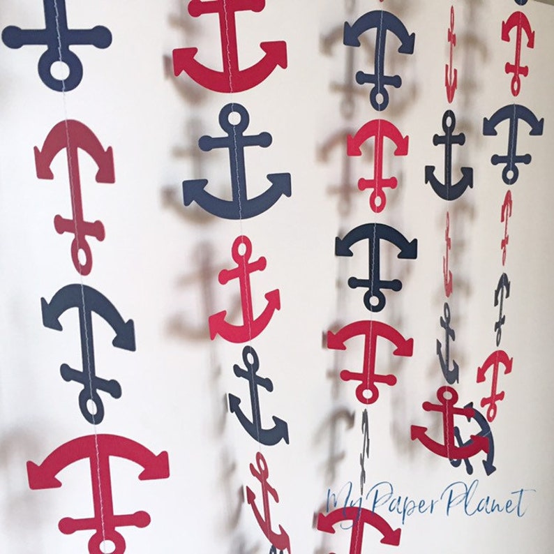 Nautical Anchor Garland Anchor Shape Red Navy Blue Photo Etsy