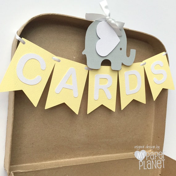 Mini Cards Banner Pastel Yellow White Elephant Baby Shower Etsy