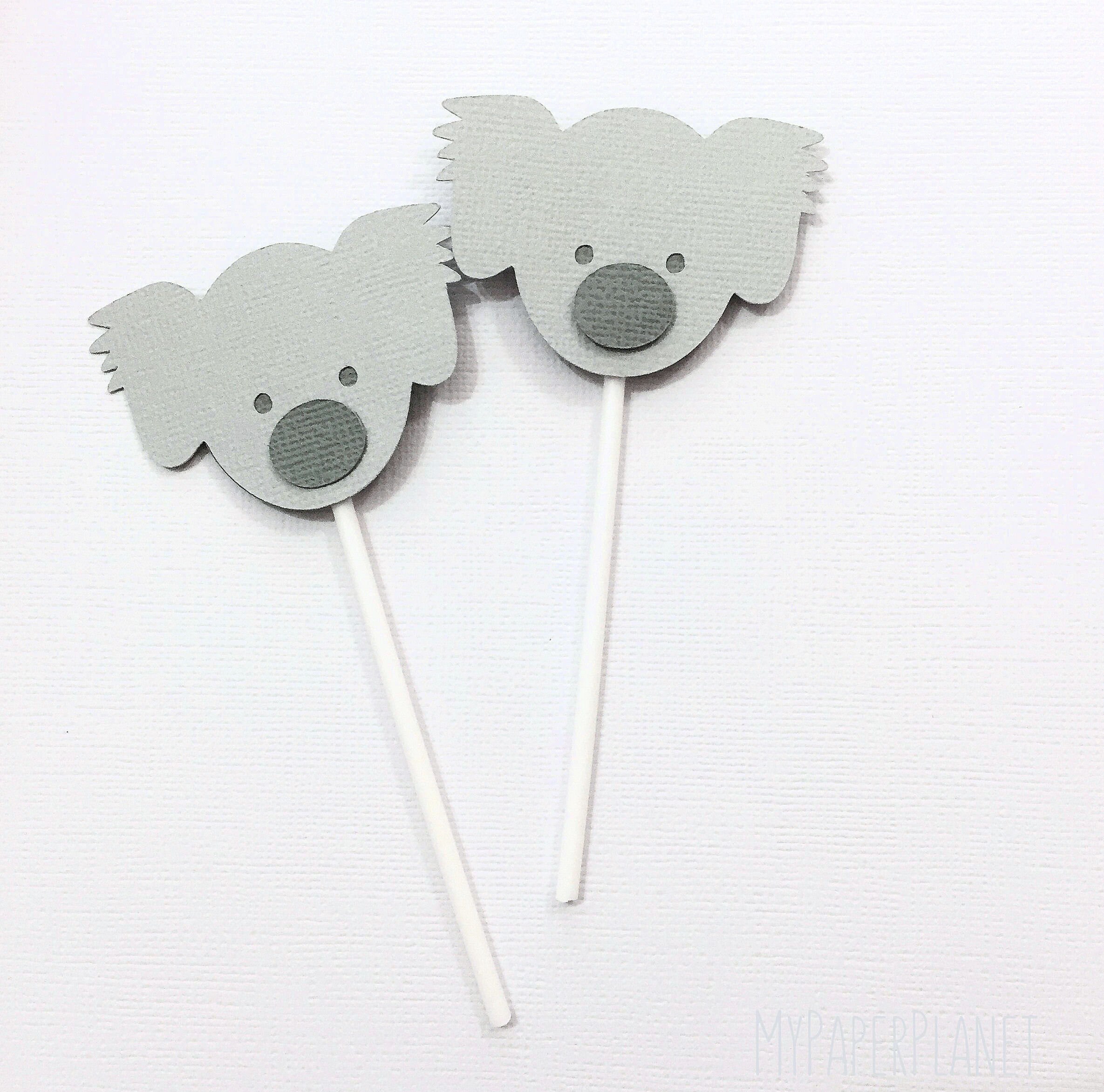 Koala Cupcake Toppers in Grey. Baby Shower Birthday Party Etsy Australia