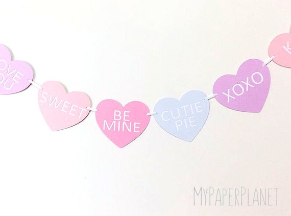 Heart Garland Valentine Hearts Candy Heart Style Banner Pastel Party Decoration Love You Be Mine Heart Garland Valentine Hearts Candy Heart Style Banner Pastel Party Decoration Love You Be Mine