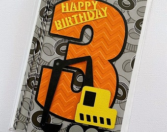 Construction Truck or Digger Birthday card, Age birthday card. Happy birthday, Dump truck, Excavator, Digger card