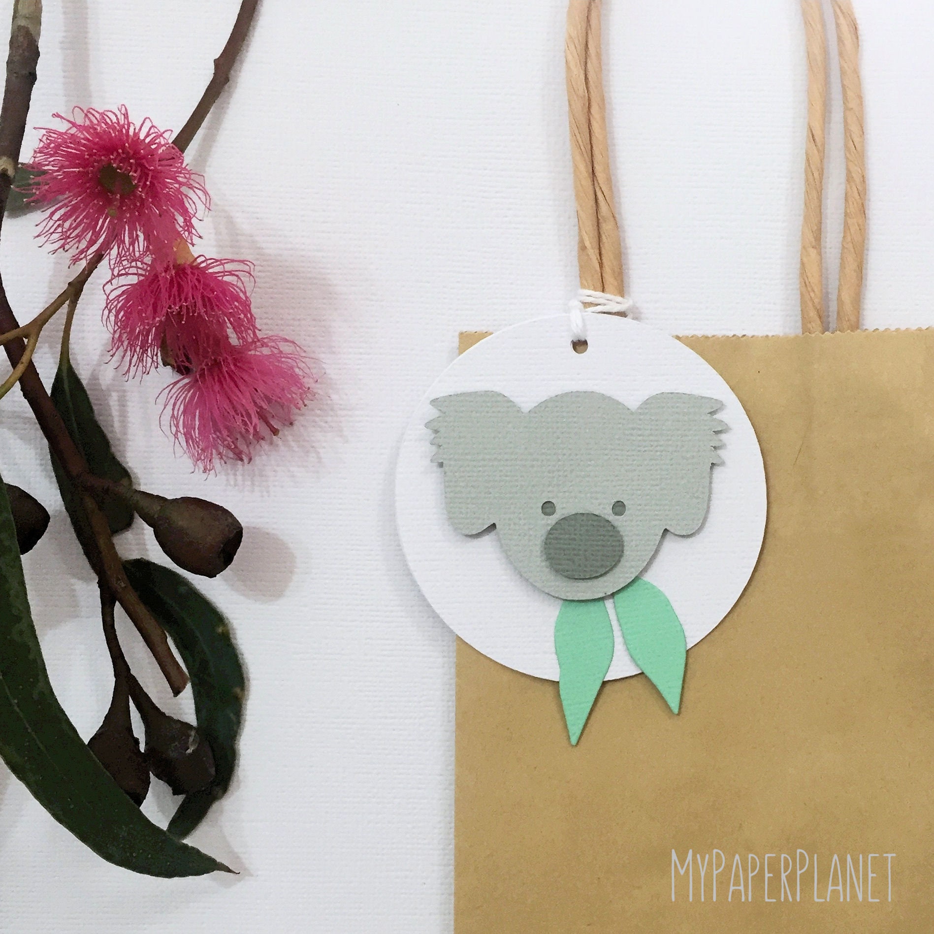 Koala gift tags. Koala and gum leaf. Birthday party baby Etsy