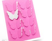 Butterfly greeting card, Pink with silver. Birthday card, new baby girl card, mothers day card, thank you, get well soon, all purpose card.