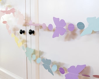 Pastel Butterfly Garland. Pastel rainbow butterflies. Baby shower, birthday party decor.