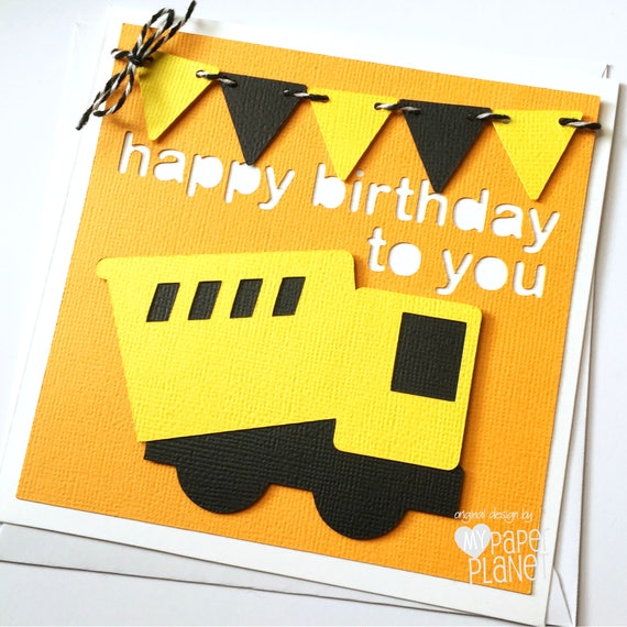 Little Construction Truck Birthday Card Digger Happy Etsy