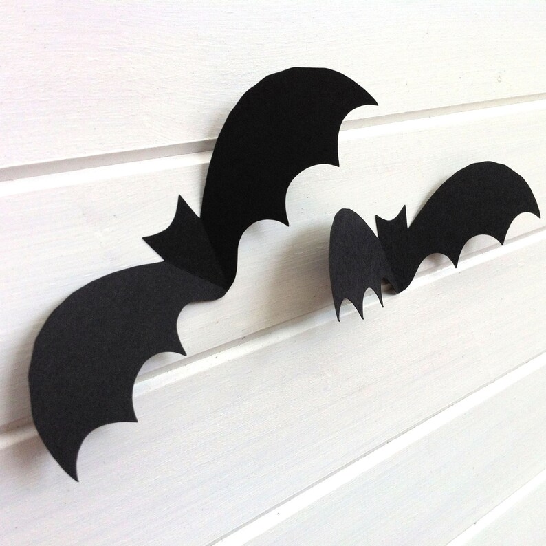Halloween Bat shapes, cut-outs. Bats with fold-up wings. Halloween decor. Range of sizes 