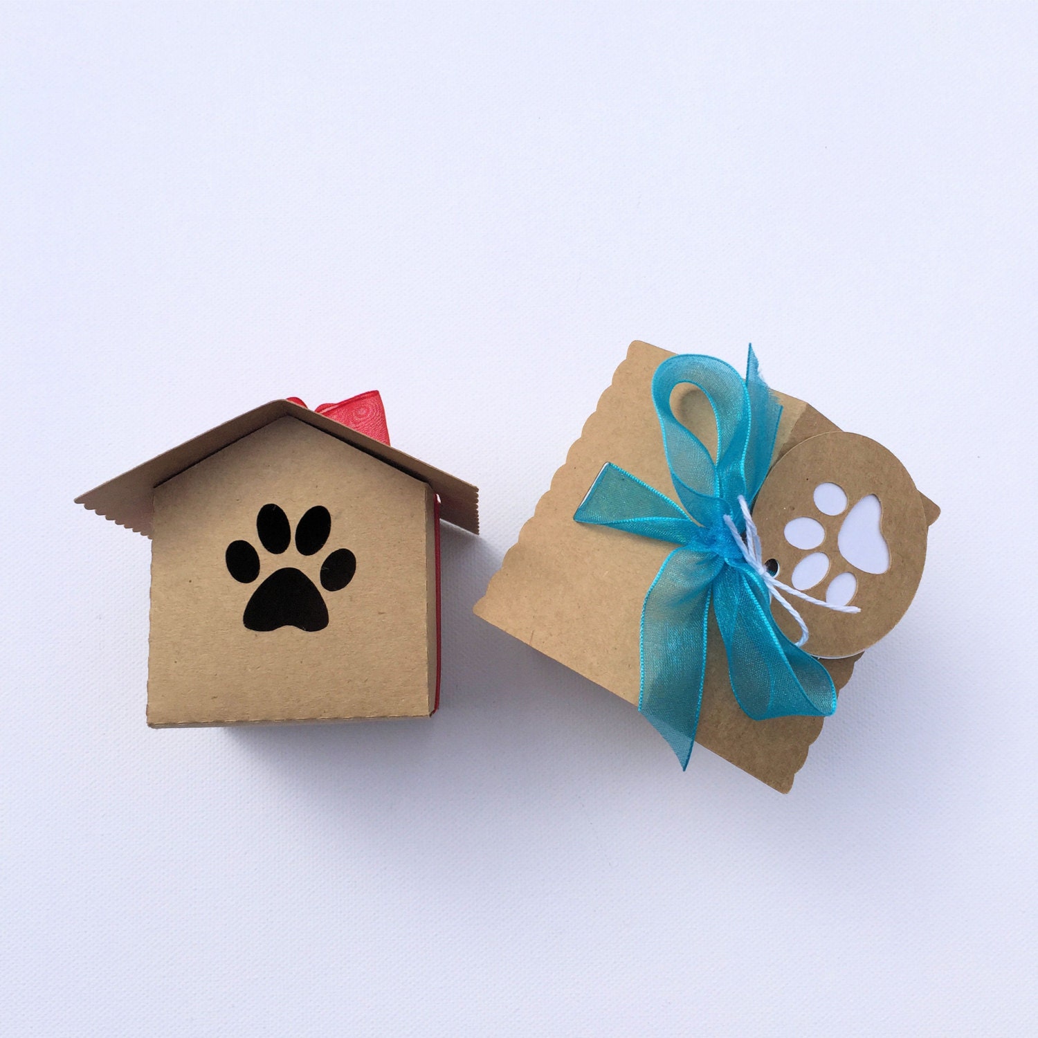 Kraft dog paw dog house gift boxes party favors. Pet lover Etsy