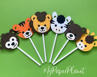 Jungle Animal Cupcake Toppers. Zoo or Safari party. Baby shower, first birthday.