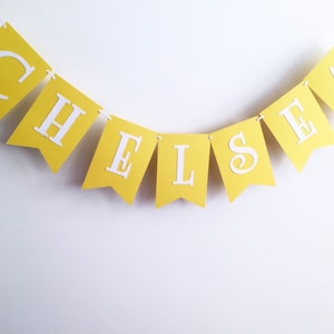 Personalised Name banner, custom text. Choice of colours. Customisable name. Birthday party bunting, baby shower, first birthday.