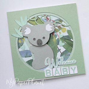 Welcome Baby Koala card, New baby girl or boy, baby shower card.