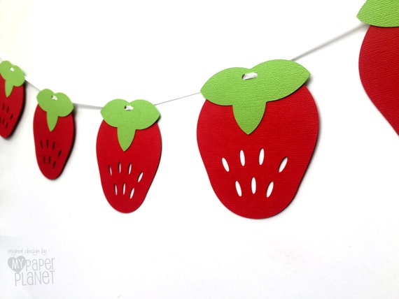 Red Strawberry Garland. Birthday party, Baby shower decor.