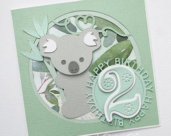 Happy Birthday Koala card, Age birthday. First birthday.