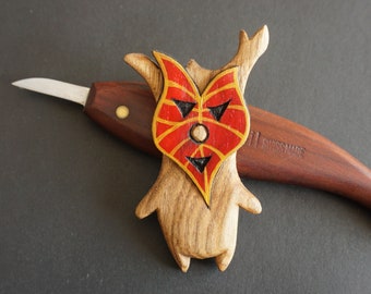 Korok - hand carved Legend of Zelda fan art, red leaf