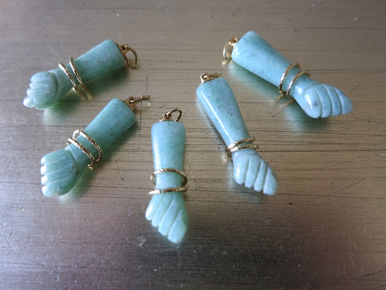 Figa AMAZONITE Agate Charm Pendent Protection Hand Carved Amulet NEW DESIGN!!