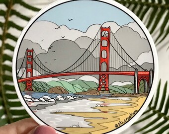 Vynil 3" sticker San Francisco Golden Gate Bridge water bottle computer bumper sticker