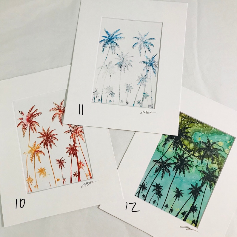 Palm Tree Tropical Beach Sunset Acrylic Pour Painting Prints - Etsy