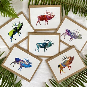 Elk acrylic pour art prints card or card set