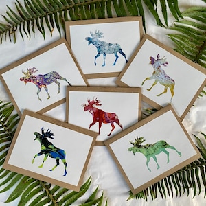 Moose acrylic pour art prints card or card set