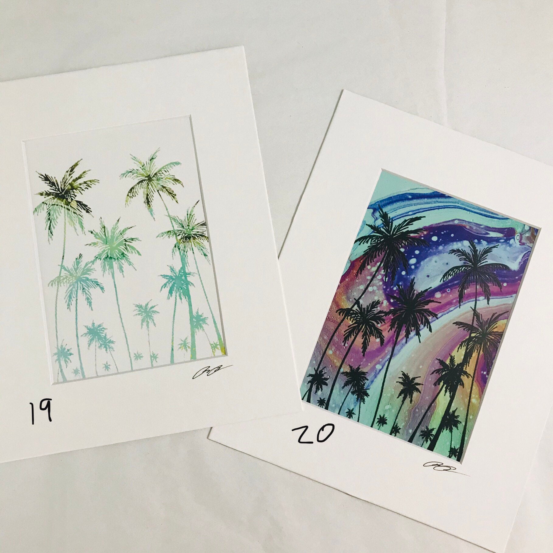 Palm Tree Tropical Beach Sunset Acrylic Pour Painting Prints - Etsy
