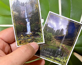 3” Multnomah Falls or Silver Falls State Park Oregon sticker water bottle computer bumper sticker