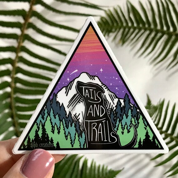 3” Vinyl Tails and Trails Sticker Dog Hiking Forest Pacific