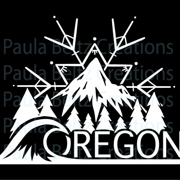 Oregon Snow to Sea Personal Use svg for cricut and cameo mount hood Oregon coast snowflake artwork for shirt or decal