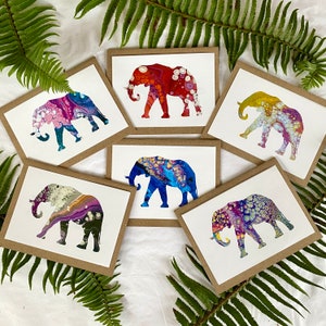 Elephant acrylic pour art prints card or card set dolphins