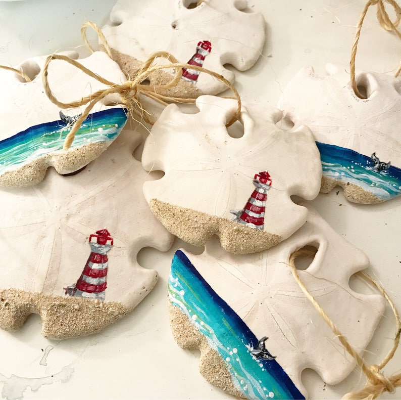 Handpainted Sand Dollar Christmas Ornaments With Whale Etsy