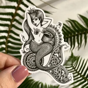 3” Vinyl sticker mermaid mandala pinup bumper sticker computer sticker water bottle sticker
