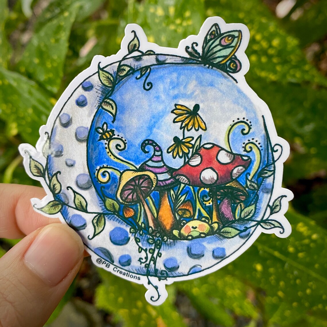 Vinyl mushroom moon toadstool frog 3 sticker cottage core | Etsy