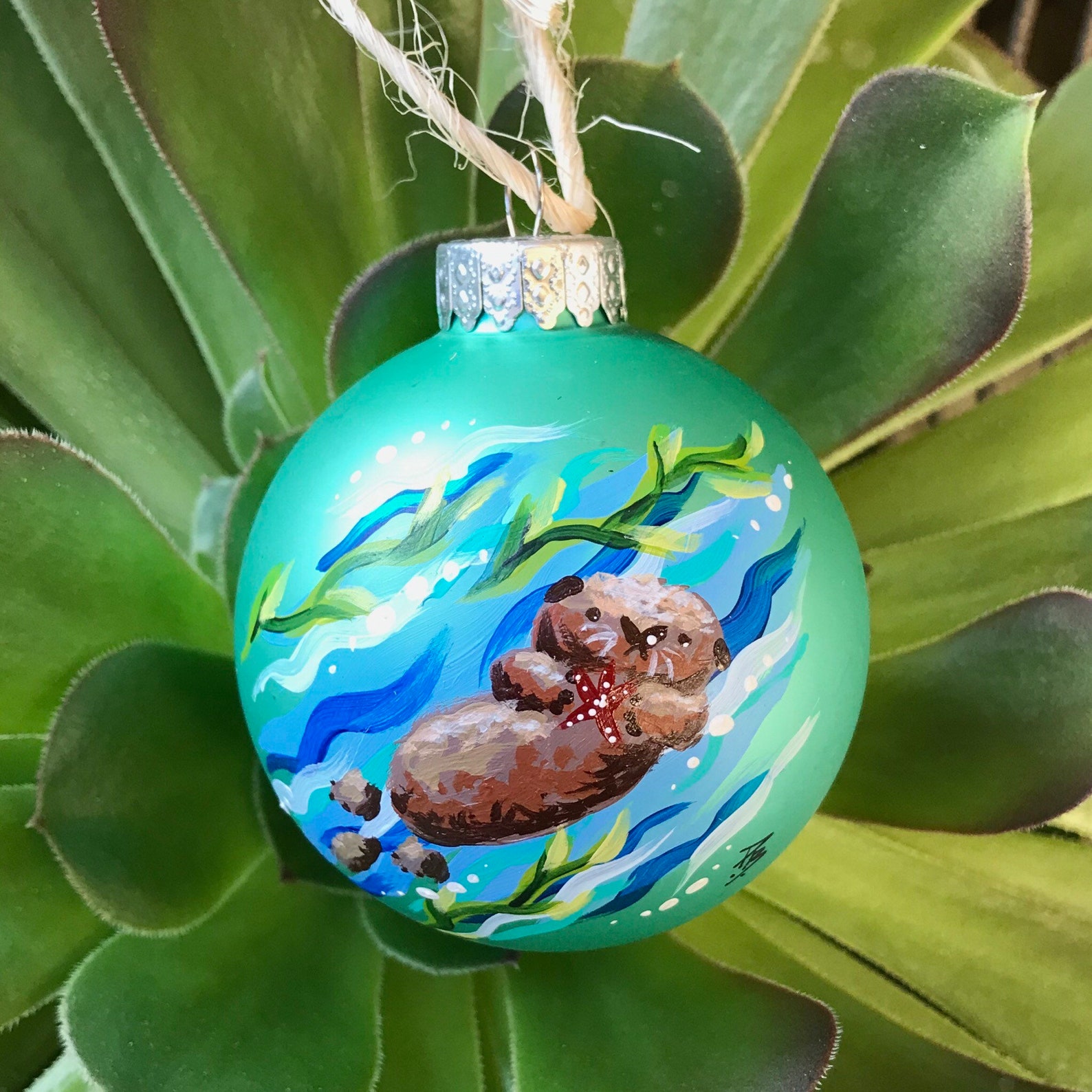 Sea otter christmas ornament hand painted Etsy