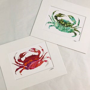 Crab shaped acrylic pour painting prints