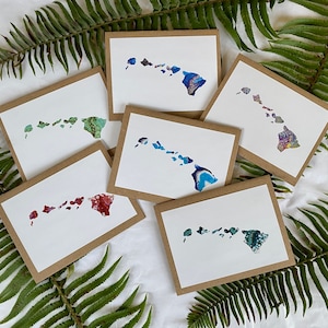 Hawaii Hawaiian islands acrylic pour art prints card or card set