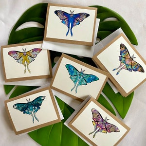 Moth acrylic pour art prints card or card set